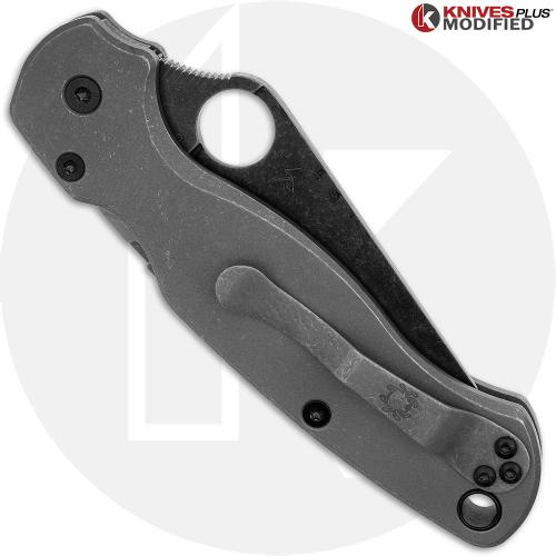 MODIFIED Spyderco Para Military 2 Maxamet Knife with Acid Stonewash + KP Titanium Blasted Tumbled Scales + KP All Black Hardware