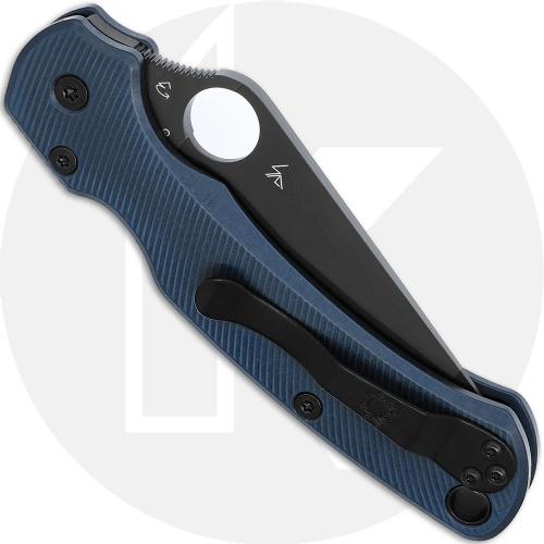 MODIFIED Spyderco Paramiliary 2 Knife - Black DLC Blade - Exclusive AWT Agent SKINNY Midnight Blue Scales