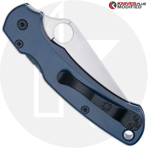 MODIFIED Spyderco Paramiliary 2 Salt Knife - Satin MagnaCut Blade - Exclusive AWT Agent SKINNY Midnight Blue Scales