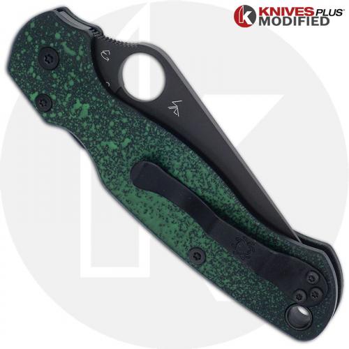 MODIFIED Spyderco Paramiliary 2 Knife - Black DLC - AWT Custom Anodized Scales