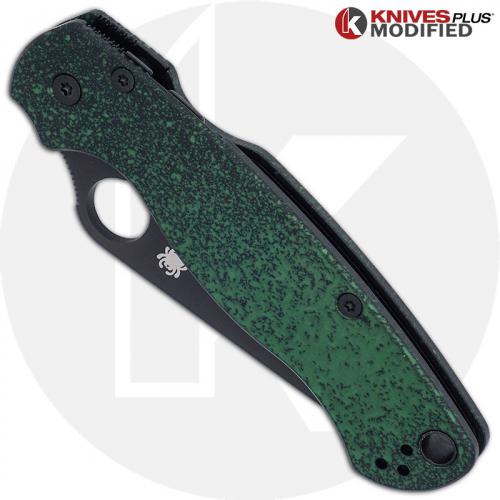 MODIFIED Spyderco Paramiliary 2 Knife - Black DLC - AWT Custom Anodized Scales