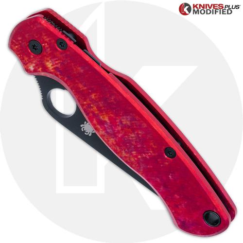 MODIFIED Spyderco Paramiliary 2 Knife - Black DLC - AWT Custom Agent Anodized Scales