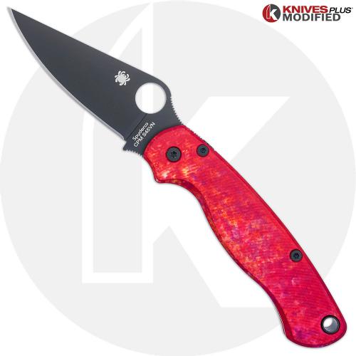 MODIFIED Spyderco Paramiliary 2 Knife - Black DLC - AWT Custom Agent Anodized Scales