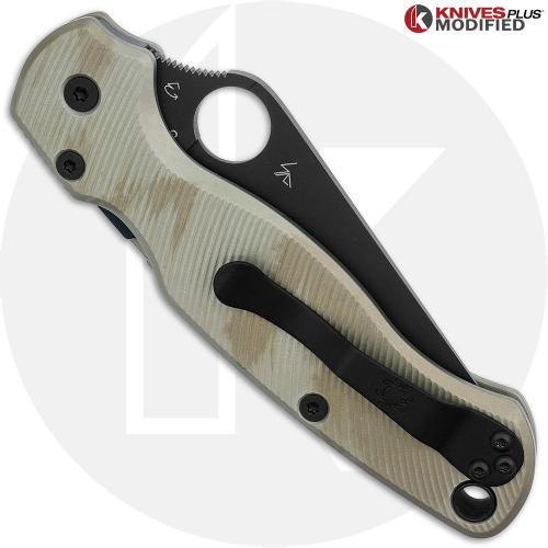 MODIFIED Spyderco Paramiliary 2 Knife - Black DLC - AWT Custom Agent Anodized Scales - 2