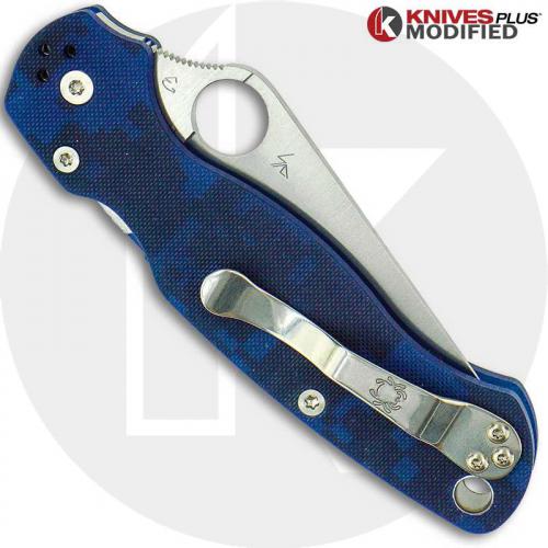 MODIFIED Spyderco Para Military 2 - Urban Digital Camo - Satin Blade - Dyed Handle