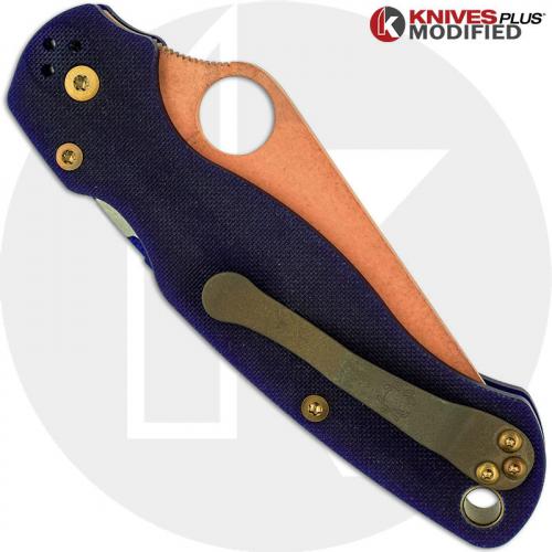 MODIFIED Spyderco Para Military 2 - S110V - CopperWash - Blue G10