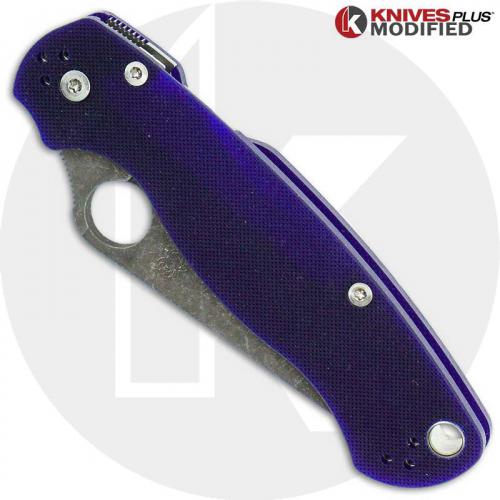 MODIFIED Spyderco Para Military 2 - S110V - Acid Stonewash - Blue G10