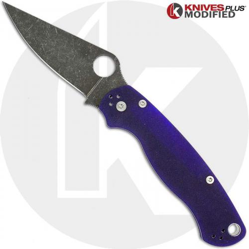 MODIFIED Spyderco Para Military 2 - S110V - Acid Stonewash - Blue G10