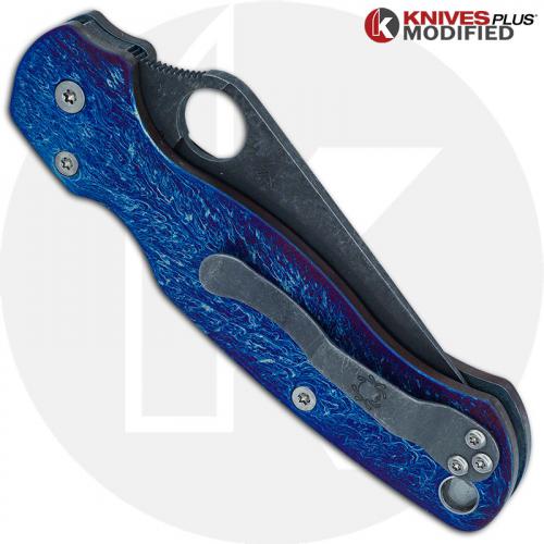 MODIFIED Spyderco Para Military 2 Knife with Acid Stonewash + KP Titanium Scales MAYHEM FINISH