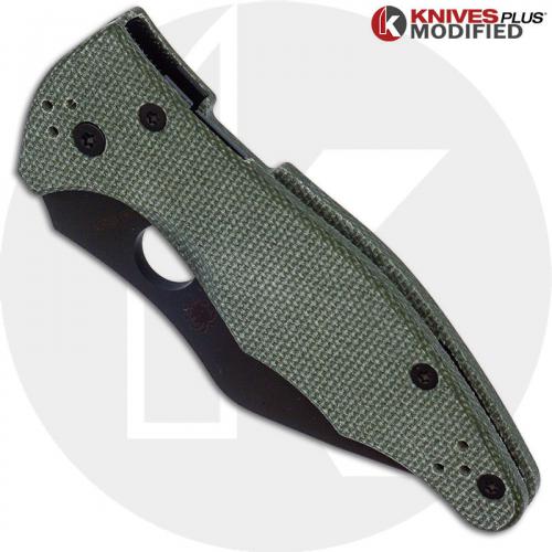 MODIFIED Spyderco Yojimbo 2 Black DLC Knife + KP OD Green Micarta Scales