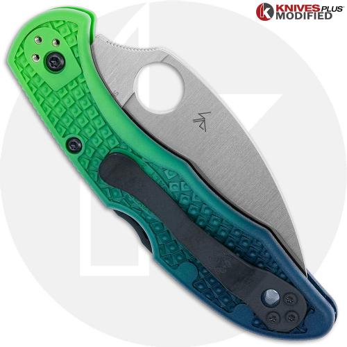 MODIFIED Spyderco Salt 2 Wharncliffe - LC200N - Blue Fade Rit Dye Handle