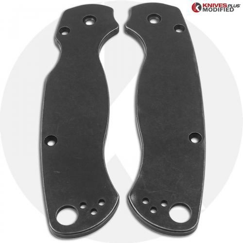 KP Custom Titanium Scales for Spyderco Para Military 2 Knife - Armor Black Cerakote + Stonewash