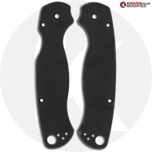 KP Custom Titanium Scales for Spyderco Para Military 2 Knife - Armor Black Cerakote + Stonewash