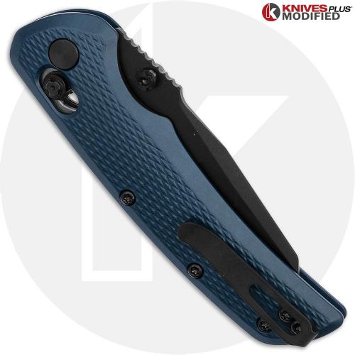 MODIFIED Hogue Deka - Black Cerakote MagnaCut Wharncliffe - AWT Exclusive Midnight Blue Scales - Checker Milling