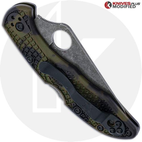 MODIFIED Spyderco Delica 4 - Acid Wash - Zome Handle - Black Hardware