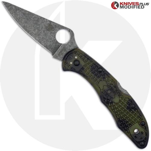 MODIFIED Spyderco Delica 4 - Acid Wash - Zome Handle - Black Hardware