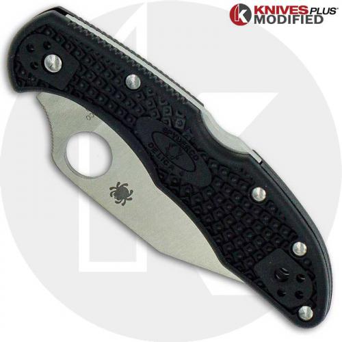 MODIFIED Spyderco Delica 4 Wharncliffe - Regrind - Satin Blade