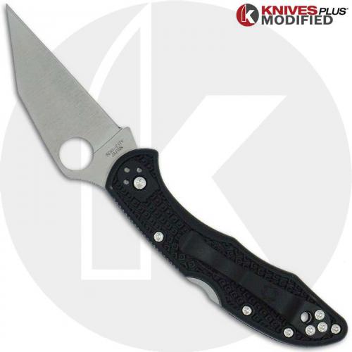 MODIFIED Spyderco Delica 4 Wharncliffe - Regrind - Satin Blade