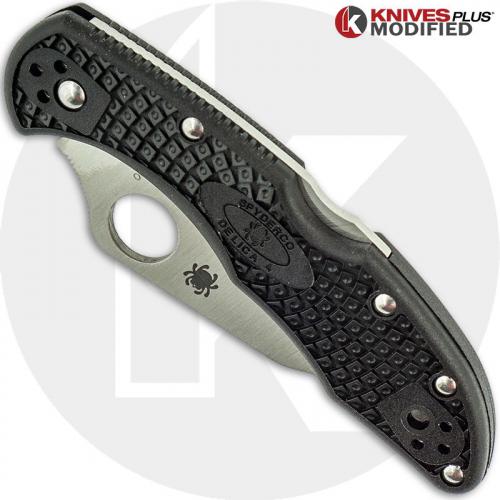 MODIFIED Spyderco Delica 4 Knife - Federal 2.5 Inch Regrind - Satin Blade