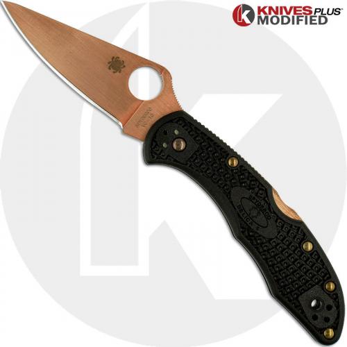 MODIFIED Spyderco Delica 4 - Brushed Copper - Black Handle