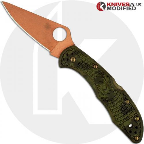 MODIFIED Spyderco Delica 4 Knife - CopperWash - Zome Handle