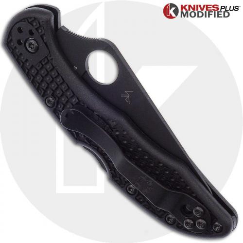 MODIFIED Spyderco S30V Delica - Blackout - Rit Dyed Handle