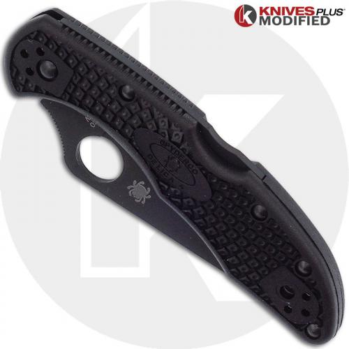 MODIFIED Spyderco S30V Delica - Blackout - Rit Dyed Handle