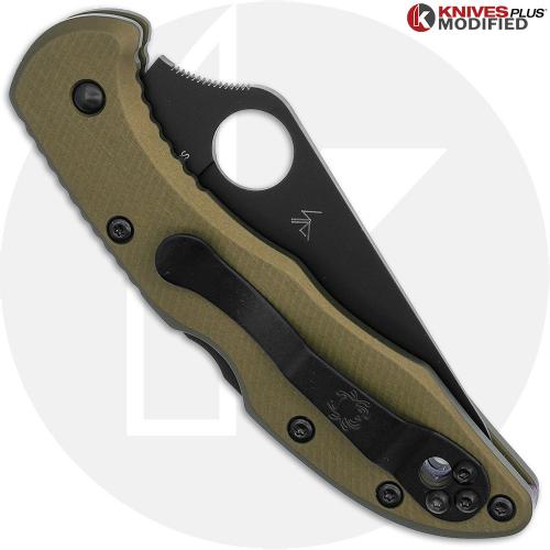 MODIFIED Spyderco Delica TiCN PD#1  Knife + AWT Delica Agent FDE Scales