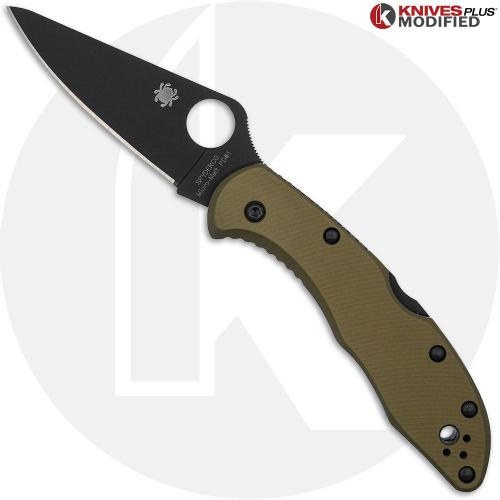 MODIFIED Spyderco Delica TiCN PD#1  Knife + AWT Delica Agent FDE Scales