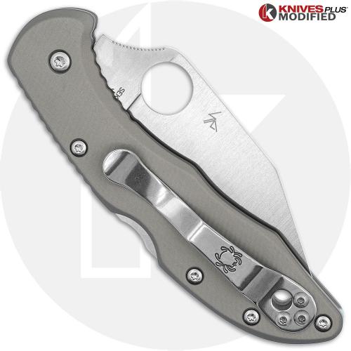 MODIFIED Spyderco Delica S30V Knife - Regrind Wharncliffe + AWT Delica Agent Sniper Grey Scales