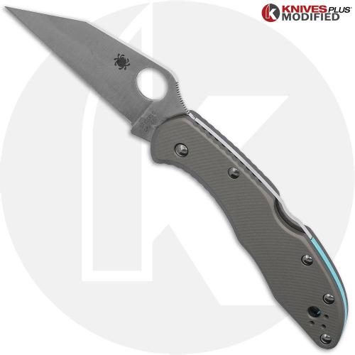 MODIFIED Spyderco Delica S30V Knife - Regrind Wharncliffe + AWT Delica Agent Sniper Grey Scales