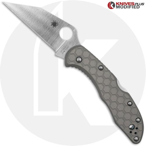 MODIFIED Spyderco Delica S30V Knife - Regrind Wharncliffe + AWT Delica Limited Edition Hex Pattern Sniper Grey Scales