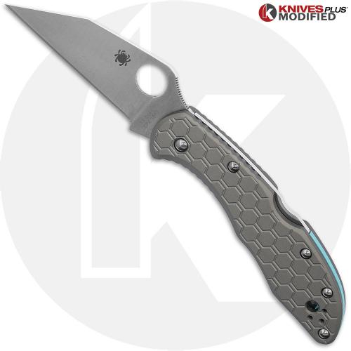 MODIFIED Spyderco Delica S30V Knife - Regrind Wharncliffe + AWT Delica Limited Edition Hex Pattern Sniper Grey Scales