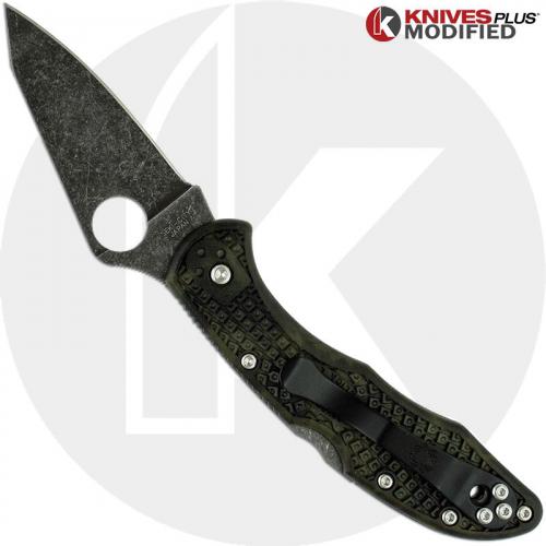 MODIFIED Spyderco Delica 4 - Acid Wash - Regrind - Zome Handle