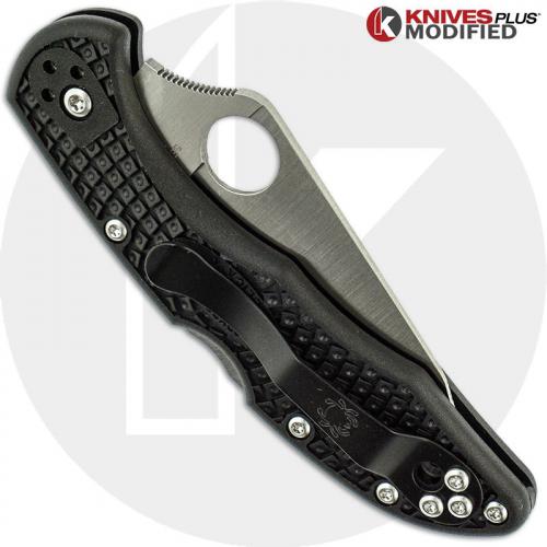 MODIFIED Spyderco Delica 4 - Regrind - Black Handle