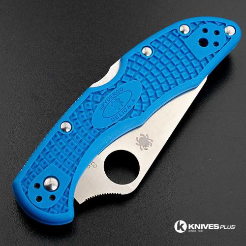 MODIFIED Spyderco Delica 4 - Regrind - Blue Handle