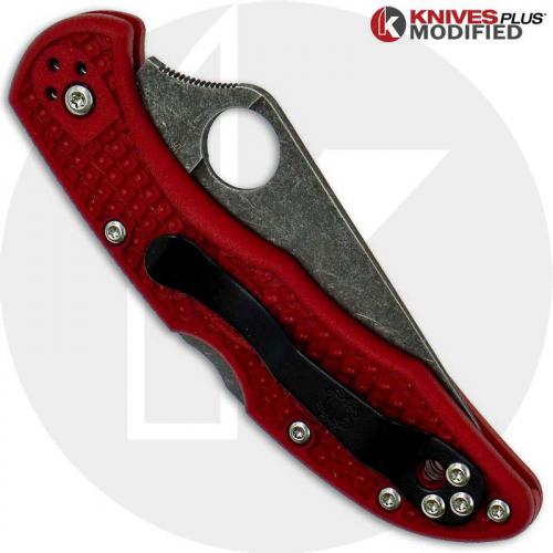 MODIFIED Spyderco Delica 4 - The Red Dragon - Acid Wash - Rit Dyed Handle