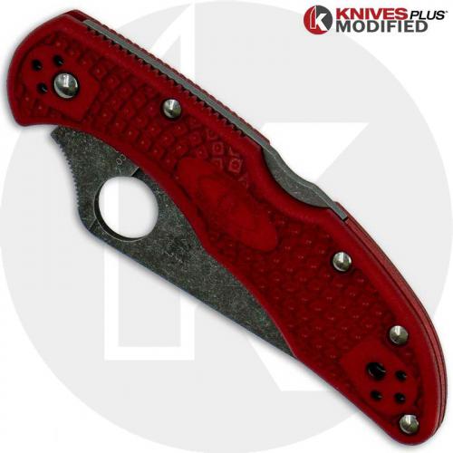 MODIFIED Spyderco Delica 4 - The Red Dragon - Acid Wash - Rit Dyed Handle