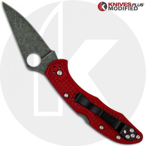 MODIFIED Spyderco Delica 4 - The Red Dragon - Acid Wash - Rit Dyed Handle