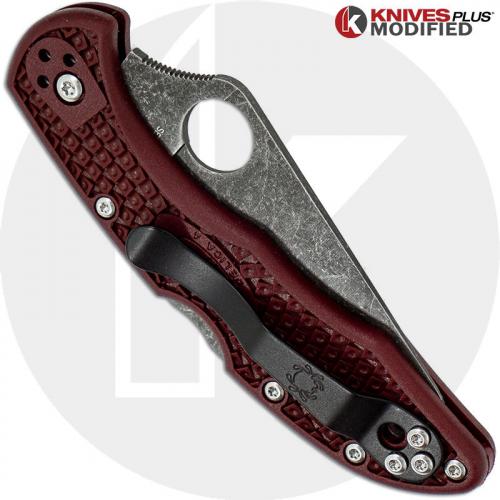 MODIFIED Spyderco Delica 4 - The Ron Burgundy - Acid Wash - Rit Dyed Handle