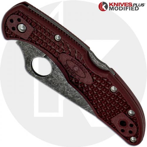 MODIFIED Spyderco Delica 4 - The Ron Burgundy - Acid Wash - Rit Dyed Handle