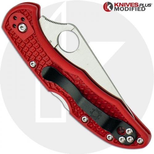 MODIFIED Spyderco Delica 4 - The Red Dragon - Satin - Rit Dyed Handle