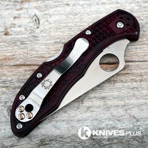 MODIFIED Spyderco Delica 4 - VG10 - BLACK CHERRY Zome - Rit Dye Handle - Very Limited