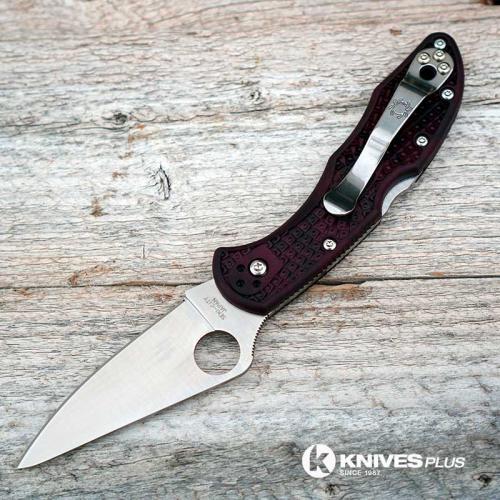 MODIFIED Spyderco Delica 4 - VG10 - BLACK CHERRY Zome - Rit Dye Handle - Very Limited