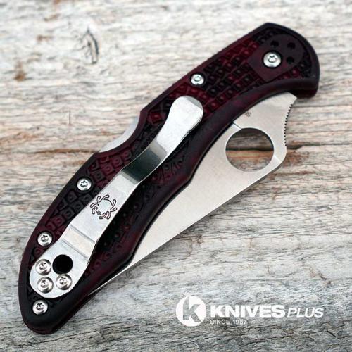 MODIFIED Spyderco Delica 4 - S30V - BLACK CHERRY Zome - Rit Dye Handle - Very Limited