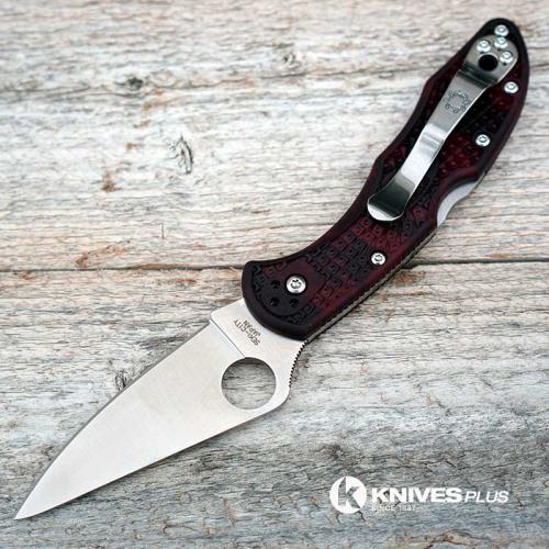 MODIFIED Spyderco Delica 4 - S30V - BLACK CHERRY Zome - Rit Dye Handle - Very Limited
