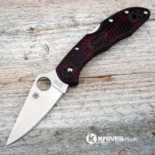 MODIFIED Spyderco Delica 4 - S30V - BLACK CHERRY Zome - Rit Dye Handle - Very Limited