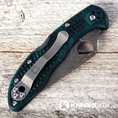 MODIFIED Spyderco Delica 4 - S30V - Acid Stonewash - Forest Zome - Rit Dye Handle