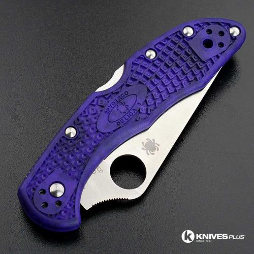 MODIFIED Spyderco Delica 4 - Satin VG10 - Blurple Zome - Rit Dye Handle