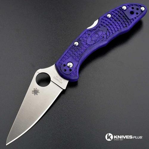 MODIFIED Spyderco Delica 4 - Satin VG10 - Blurple Zome - Rit Dye Handle